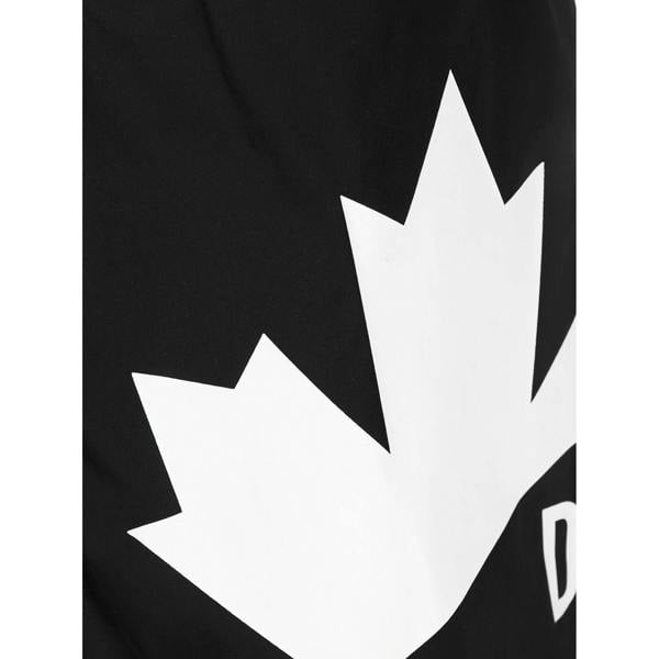 Dsquared Maple Leaf Logo Print Swim Shorts   in  Black
