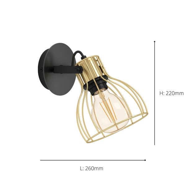 EGLO Sambatello Exposed/Brushed Brass Lightbulb Wall/Ceiling Spotlight
