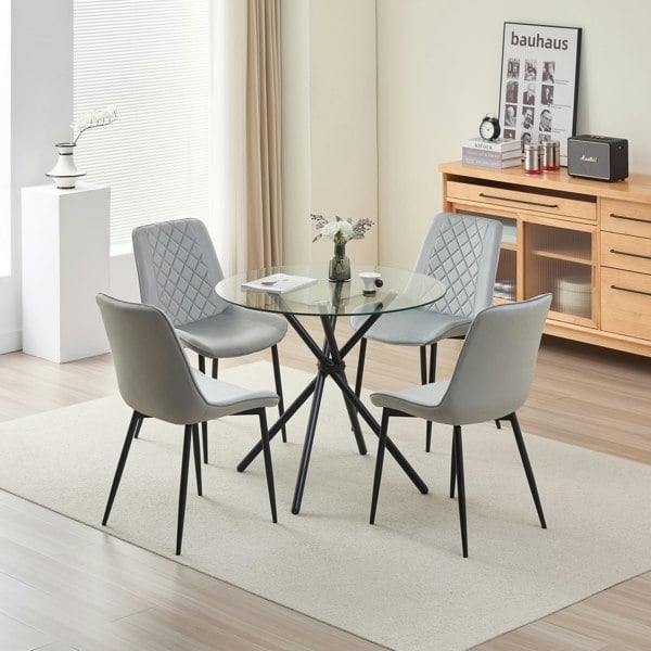 Indoor Living New York Dining Table with 4 Amelia Velvet Chairs