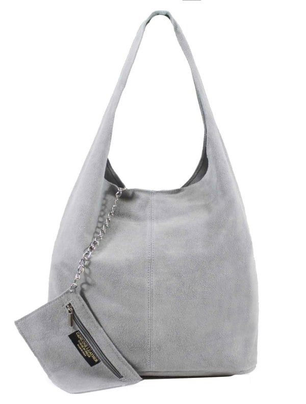 Kitise Slouch Genuine Italian Suede Large Tote Bag With Detachable Purse