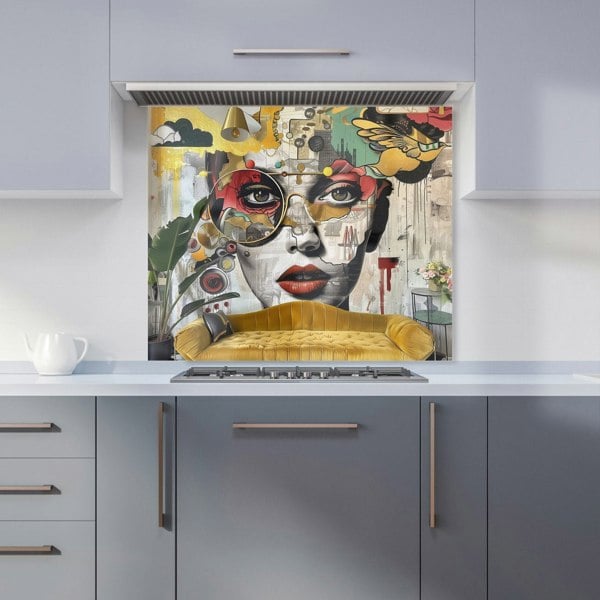 Warren Reed - Designer Abstract Face Behind Sofa Kitchen Splashback