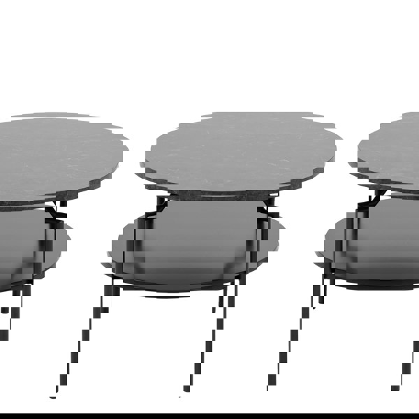 Furniture To Go Goldington Round Coffee Table with Black Marble Melamine Top & Black Legs