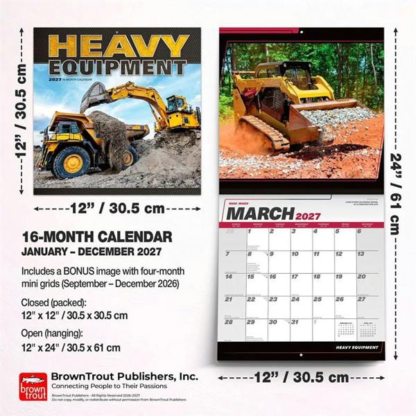 Heavy Equipment Calendar 2027, Wall Calendars, Month To View, Transport, Gift