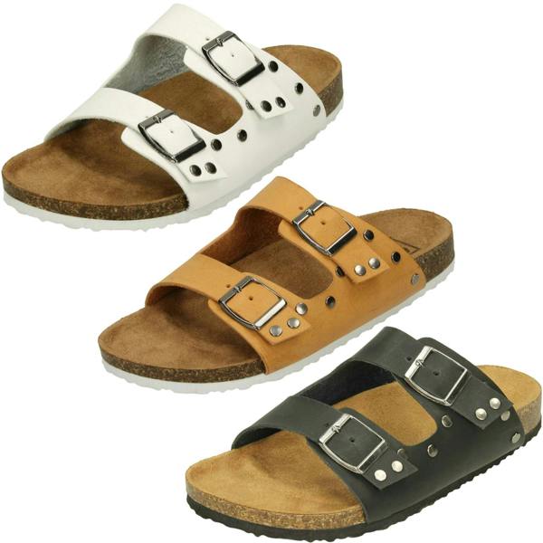 Down to Earth Ladies Down To Earth Double Buckle Strap Sandals