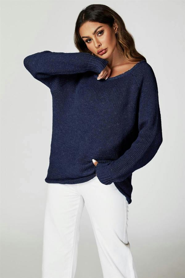 FS Collection Comfy Jumper Top In Navy