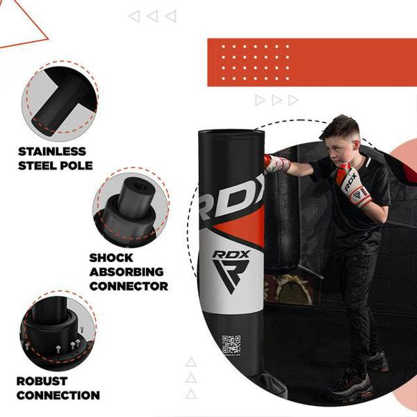 RDX Sports FREE STANDING KIDS PUNCH BAG RED-4FT + GLOVE J7 WHITE/RED-6OZ