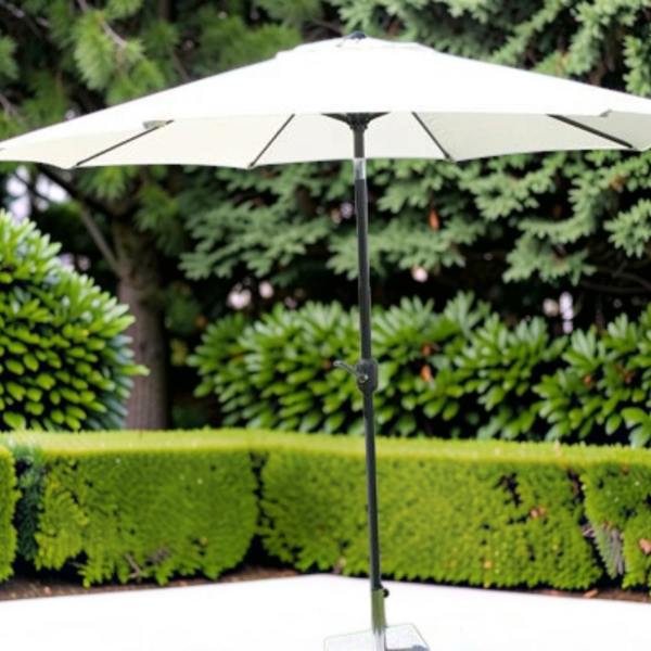 The Garden Marketplace 2.7m Wide Cream Garden Parasol Umbrella with Tilt and Crank, 180g Fade Resistant Polyester Canopy with Wind Vent