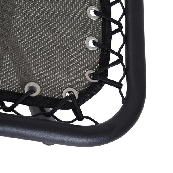 Grey texteline fabric panel with black metal folding frame and cord lacing details
