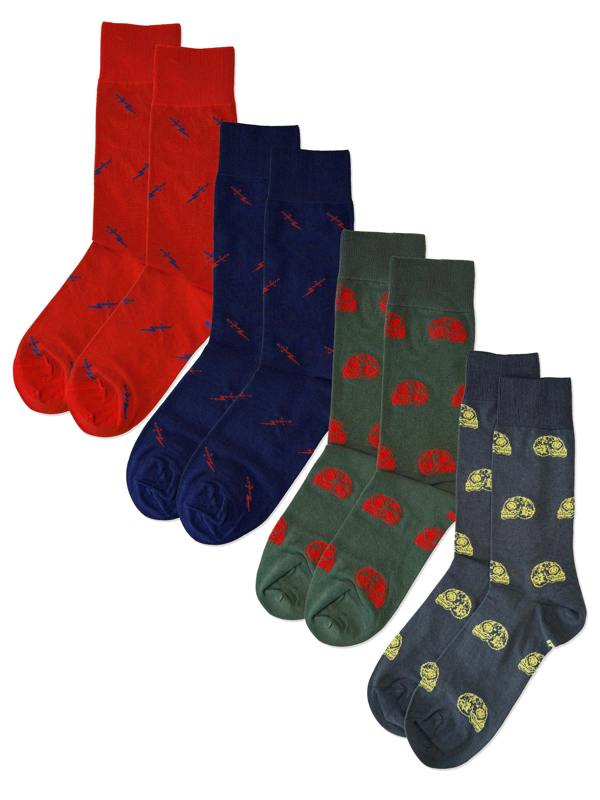 Jemsox The Rebel Collection – 4 Pack Patterned Socks - Size UK 7-10.5