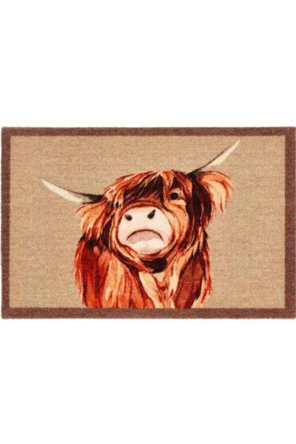 The Rugs Washable Highland Cow Animal Themed Mat