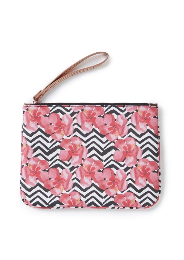 Zig Zag Printed Slide & Clutch Set - Sandals