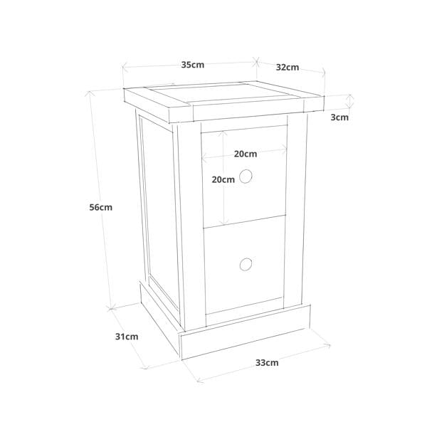 Cabinet Bits Loreo 2 Drawer Petite Bedside Table