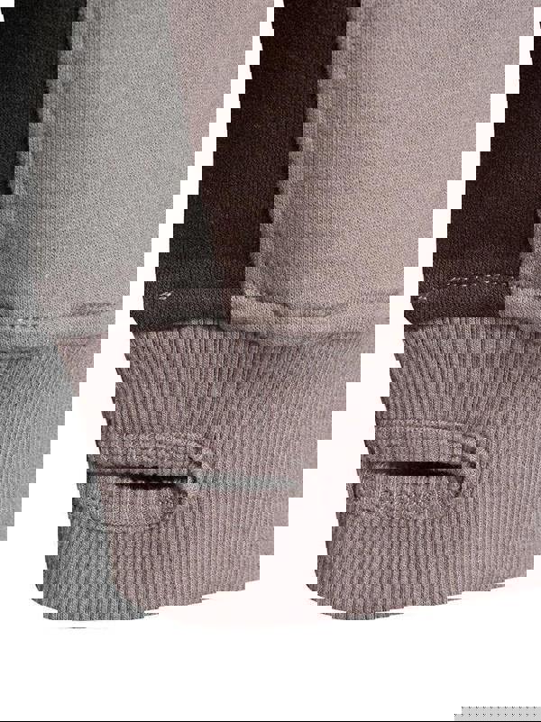 JCB Zip Thru Mens Trade Work Sweat Shirt Full Zip Hoodie, close-up of the sleeve cuff showing ribbed knit fabric and a thumbhole opening.