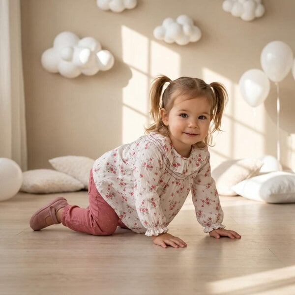 Mini Cuddles Floral-Print Top (White)
