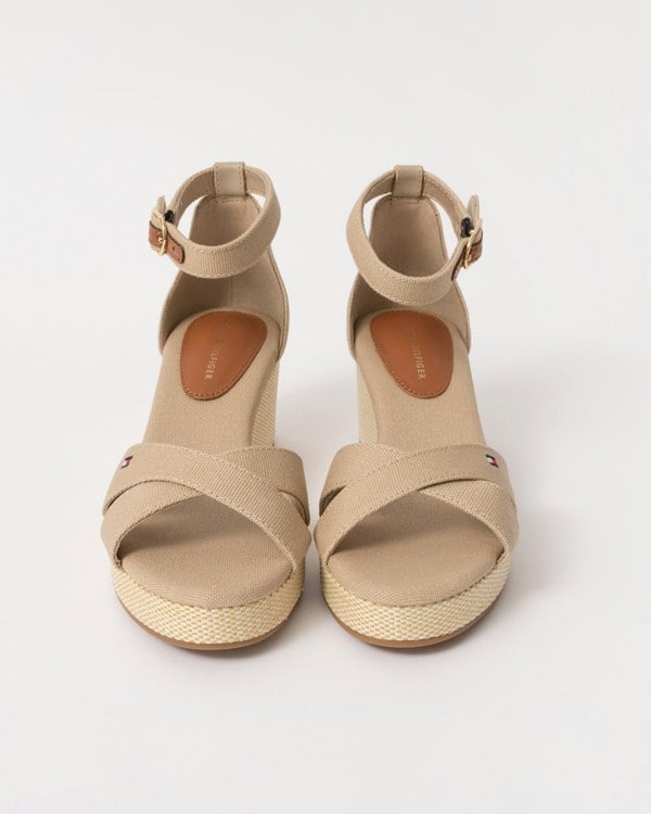 Tommy Hilfiger Criss-Cross Womens Wedge Espadrille - Horseradish