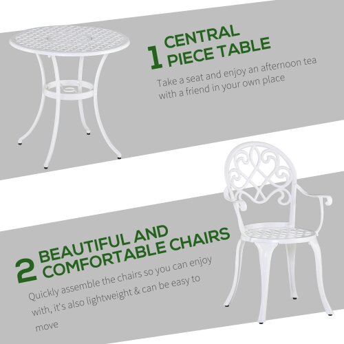 Wyld Haus Safa 3 Piece Elegant Aluminium Garden Bistro Set In White