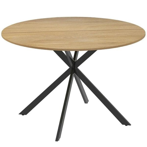 Dining Table for 4, 120 cm Industrial Kitchen Table with Wood Effect Tabletop and Steel Legs, Oak