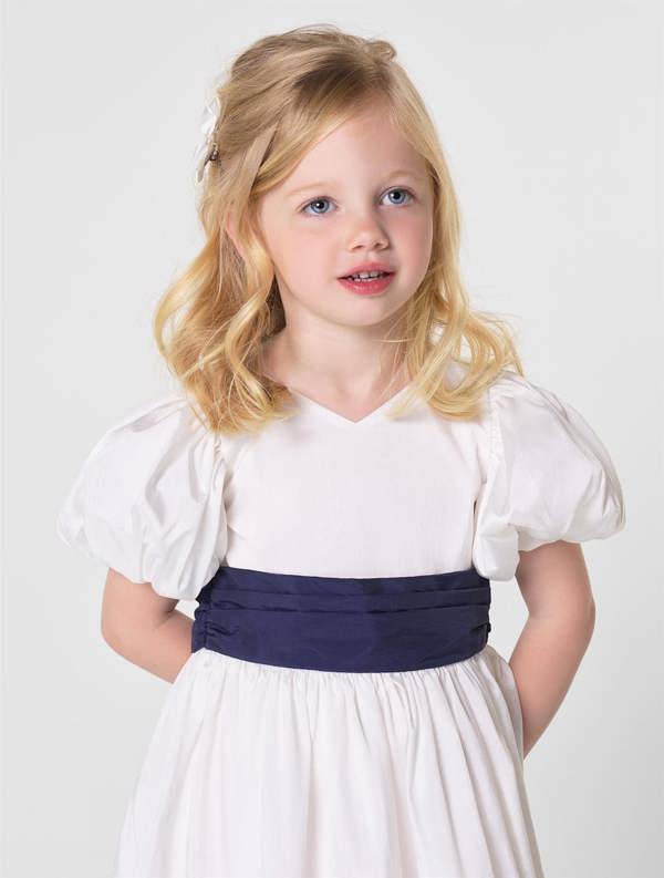 Ivory and navy girls party dress