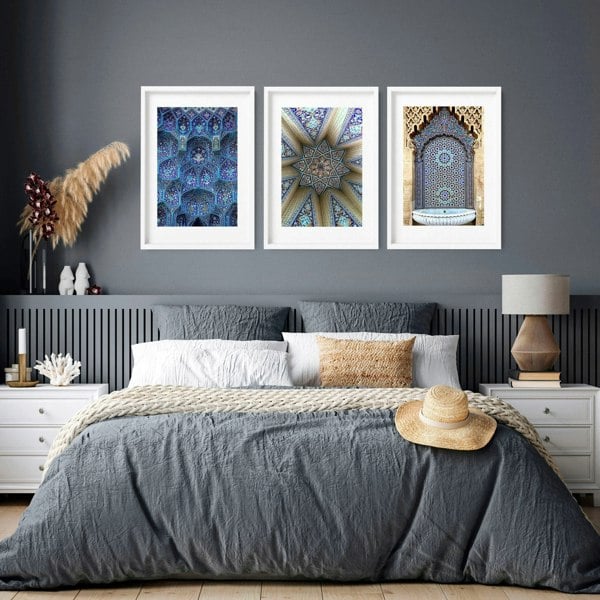 Geometry Islamic Art | set of 3 bedroom wall art