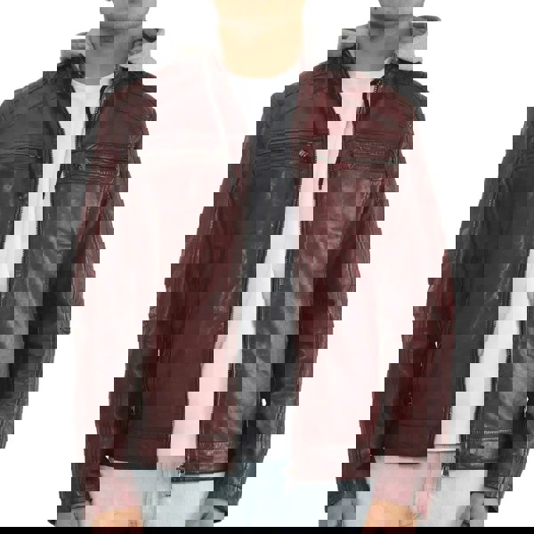 Leather Company Men's Hooded Biker Lamb Leather Jacket