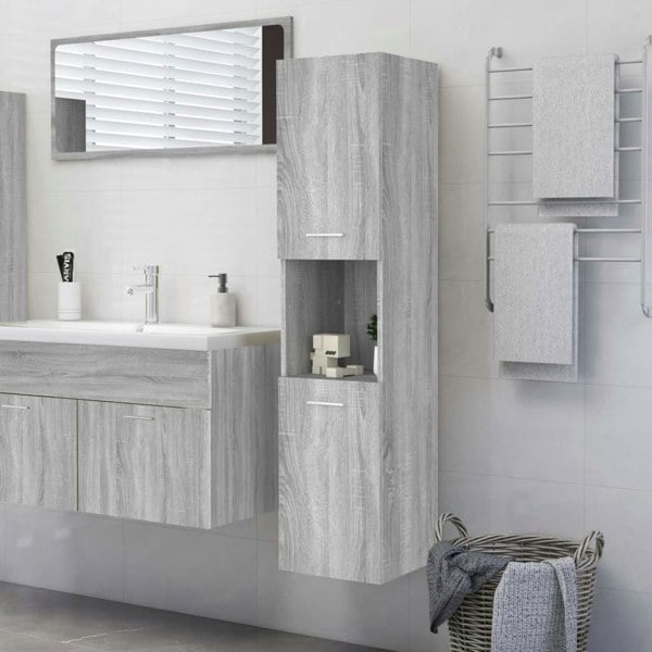Berkfield Bathroom Cabinet Grey Sonoma 30x30x130 cm Engineered Wood