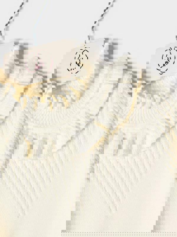 GWD Girls Faye Knitted Top Ruffle Neck  Rib Jumper Available in Black and Cream