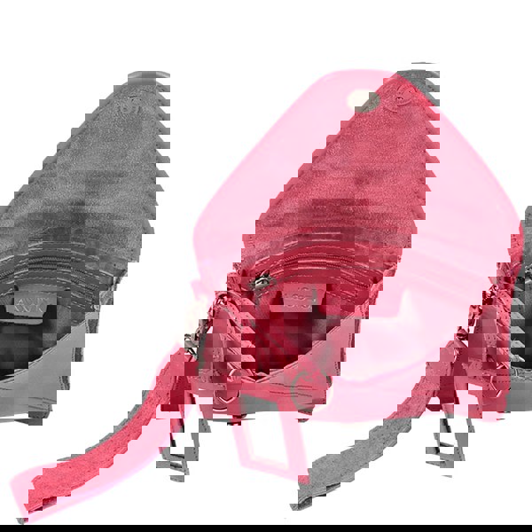 Assots London 'CRESCENT' Pink Leather Flap-over Woven Clutch Bag