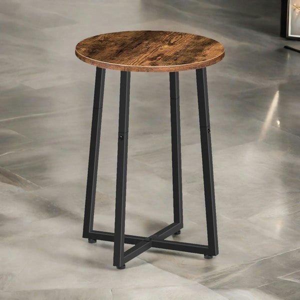 Rafaelo Mobilia Industrial 55CM Tall Narrow Side Table Rustic Brown