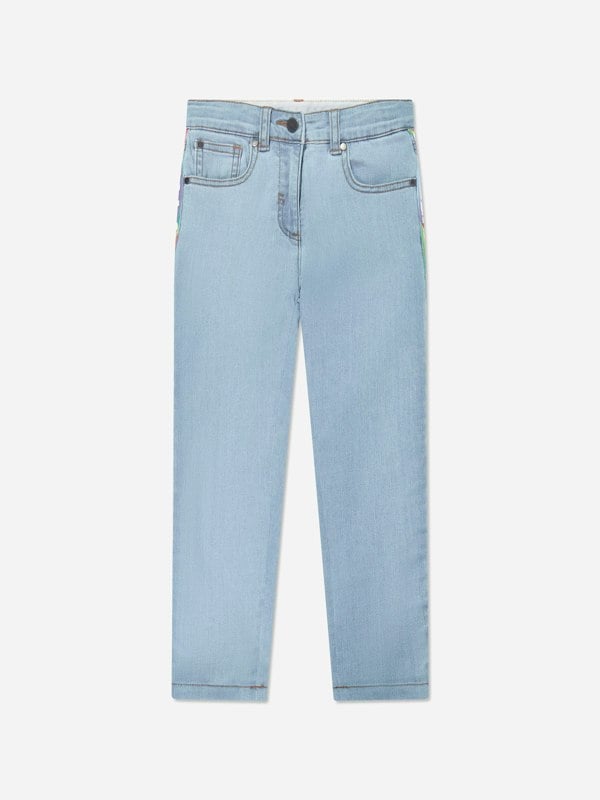 Stella McCartney Kids Stella McCartney Girls Logo Jeans in Blue