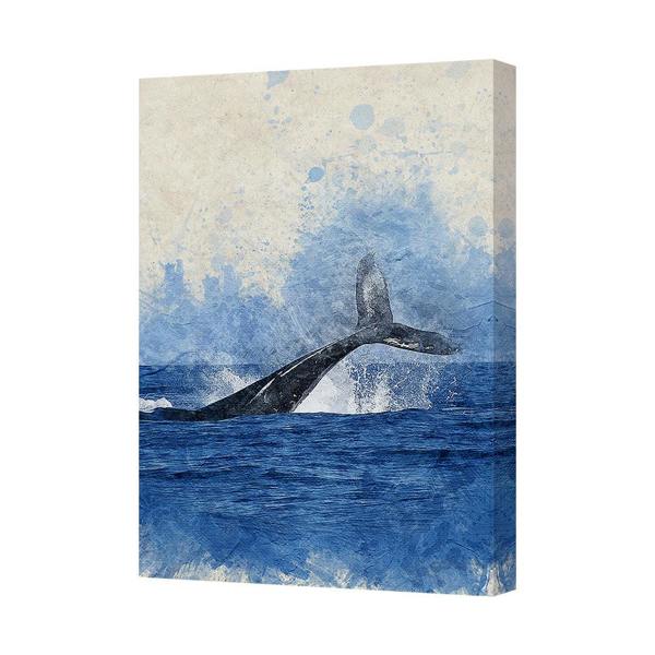Benjamin Tate Design Blue Whale Tail Canvas Art Print Seascape Ocean Waves Wall Decor