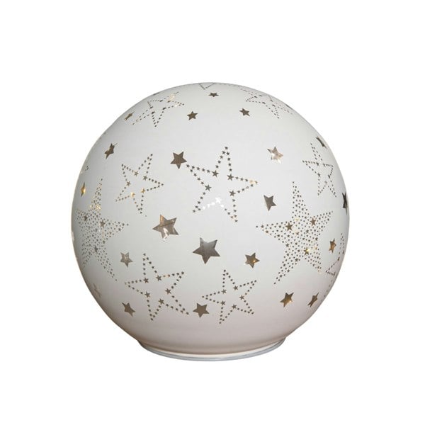 Samuel Alexander 15cm Battery Operated Light up Star Glass Ball in White with Warm White LEDs
