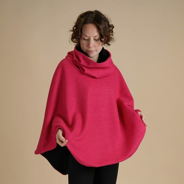 Antonia York Vibrant Colour Funnel Neck Cape | Georgia Boiled Wool Fully Lined Poncho