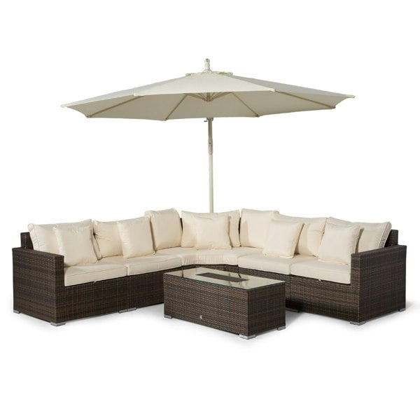 Giardino Santorini L Shape Modular 5 Seat Rattan Corner Sofa Set With Large Drinks Cooler Coffee Table