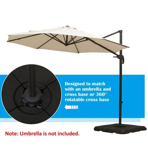Bobobiy Set of 4 Parasol Base Stand Weights for Cantilever Parasols, Water and Sand Filled, Up to 120kg, Black