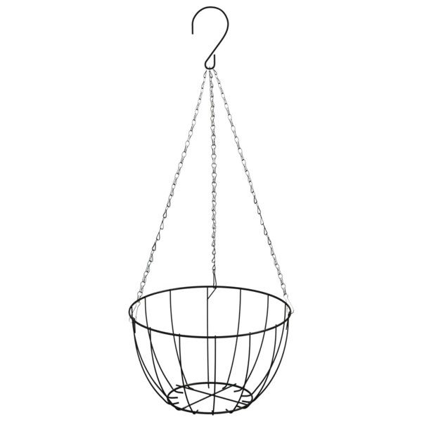 Berkfield Hanging Basket Brackets with Planters 4 pcs Black Steel