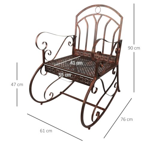 Wyld Haus Pabasa Vintage Inspired Metal Bronze Single Outdoor Rocking Armchair