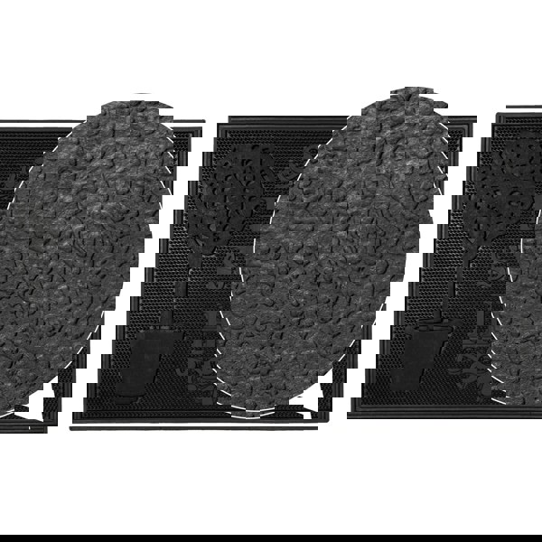 JVL Home Sweet Home Scraper Rubber Pin Doormat, 45x75cm, Black