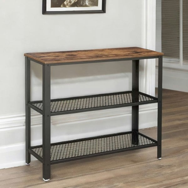 Rafaelo Mobilia 3 Tier Hallway Console Table Rustic Brown
