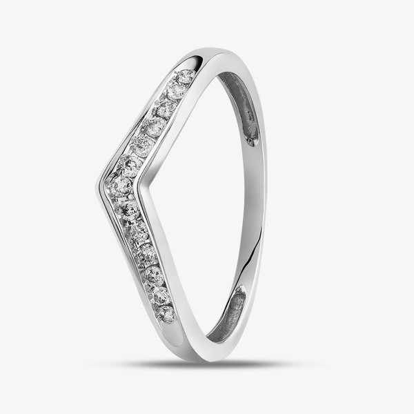 T. H. Baker 9ct White Gold 0.12ct Diamond Wishbone Half Eternity Ring TH014844R