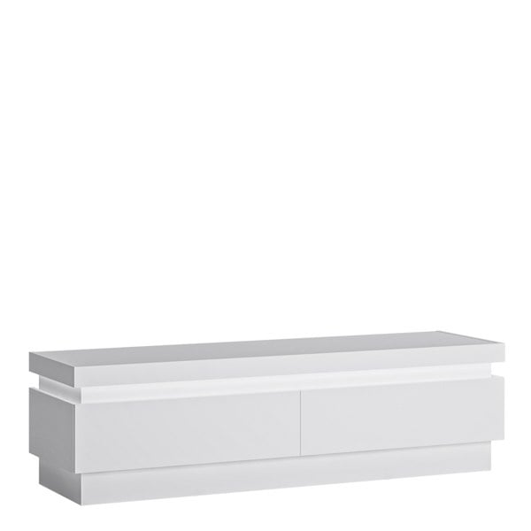 Furniture To Go Lyon 2 Drawer TV Cabinet (including LED lighting) in White and High Gloss