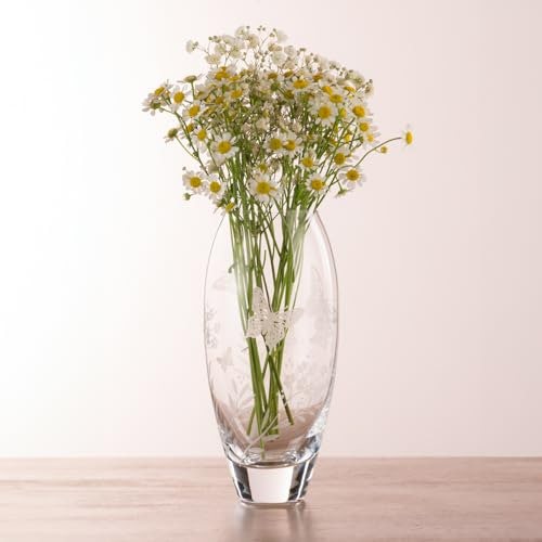 Diamante 'Butterfly' Etched Bud Vase - 18cm