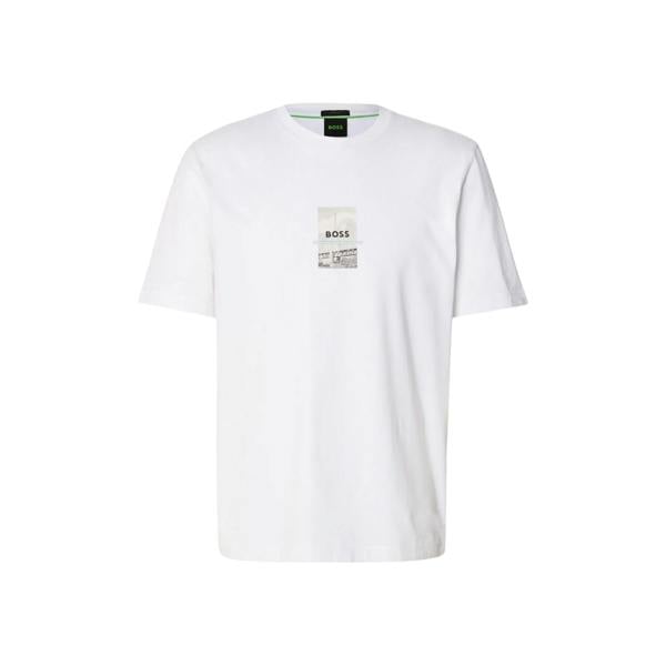 Boss Mens Photo Print Relaxed Fit T-Shirt - White - 