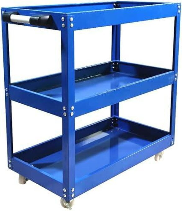 HYGRAD BUILT TO SURVIVE Tool Storage Heavy Duty Durable Garage Trolley Workshop 3 Tier Wheel Cart Shelf HYGRAD® - Blue