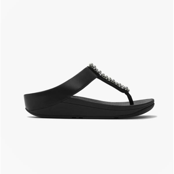 FitFlop FitFlop FINO PEARLS AND CRYSTAL Womens Toe-Post Sandals Black
