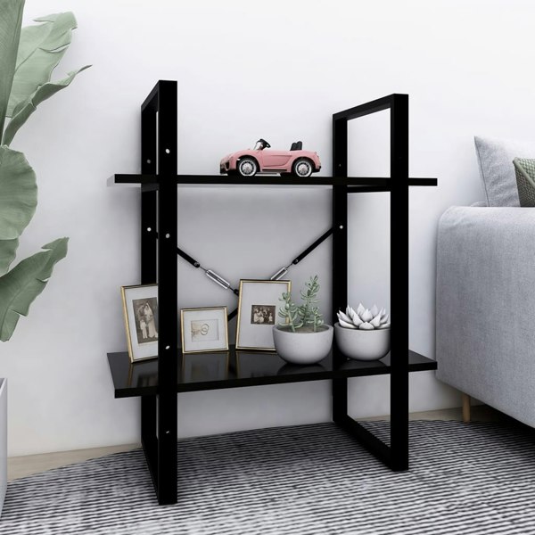 Berkfield 2-Tier Book Cabinet Black 60x30x70 cm Engineered Wood