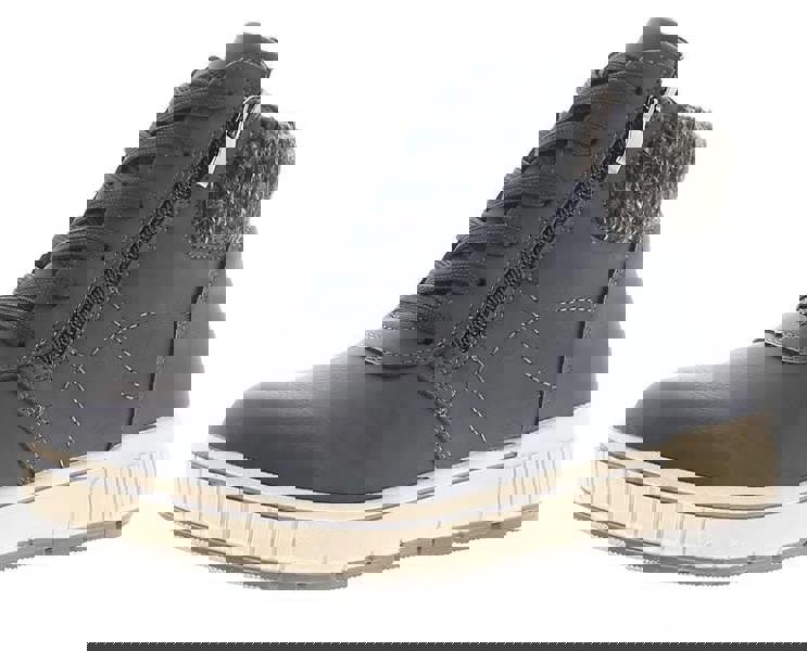 Natrelle Giselle Womens Zip Up Boots Ankle Boots, navy blue leather ankle boots with a side zipper and a fur lining at the collar.