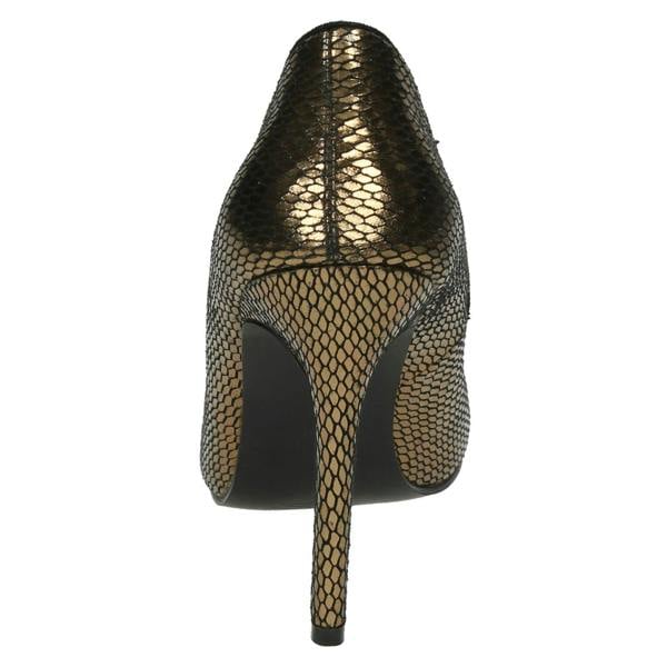 Spot On Ladies Spot On High Heel Pointed Toe Snake Design Court Shoes