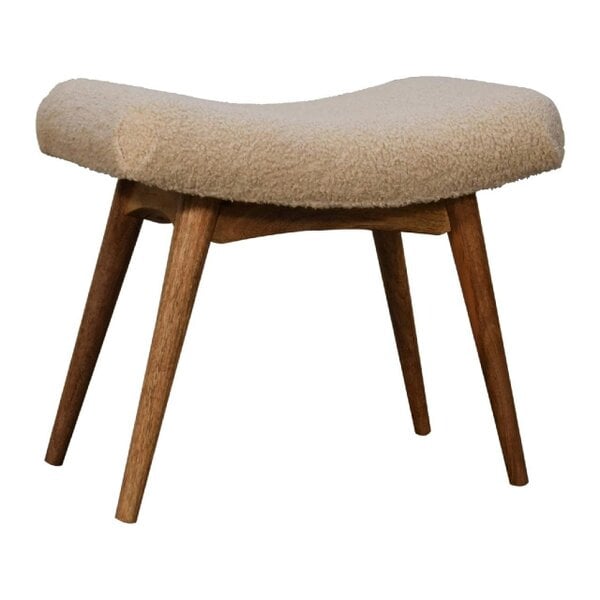 Wyld Haus Olbia Boucle Cream Curved Bench Mango Legs