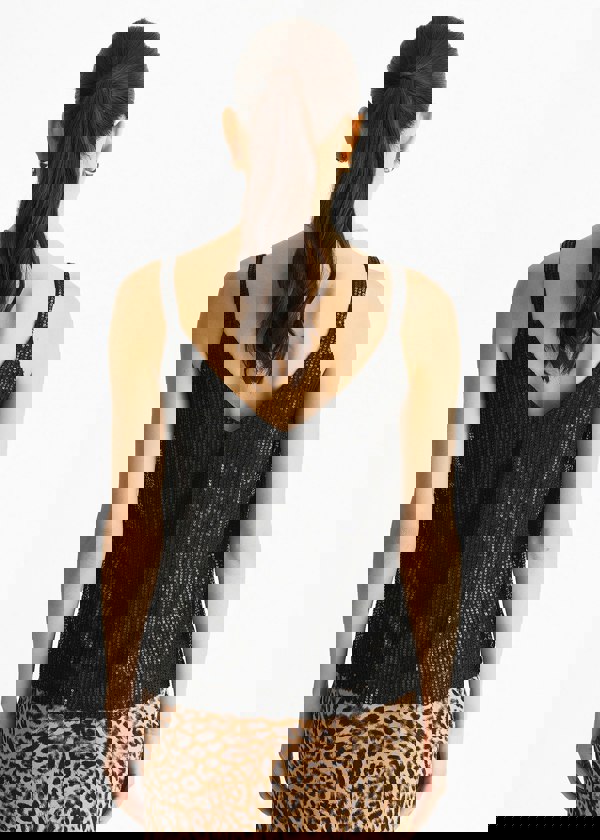 Gini London Black Sequin V Neck Cami Top