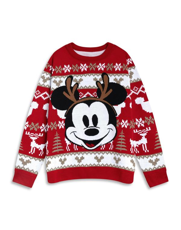 Disney Womens Red Mickey Mouse Christmas Jumper